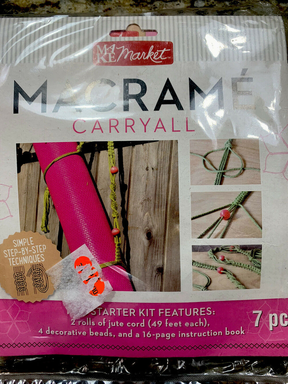 Yoga Mat Macrame Strap DIY Kit Jute and Beads